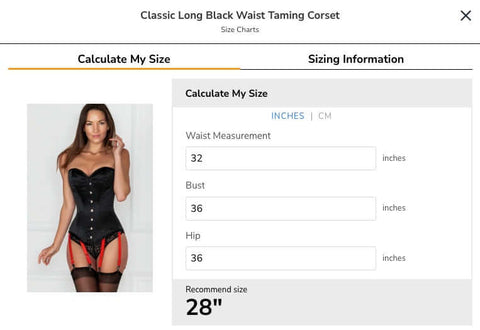 Corset Story Size Guide