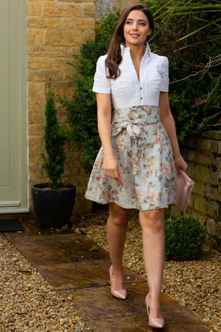 Short Sleeved White Cotton Corset Shirt