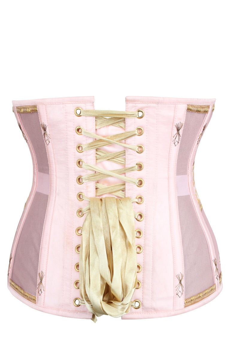 Historically Inspired Peach and Gold Underbust Corset – Corset Story UK
