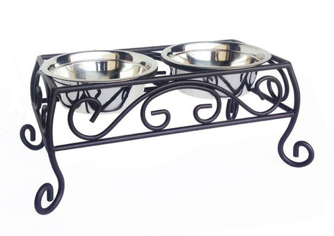 Baron Double Elevated Dog Diner  Pets Stop Raised Double Bowl Steel