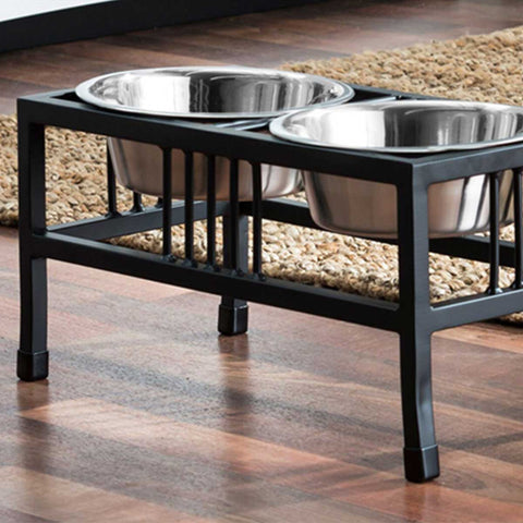 Pets Stop Moretti Double Diner Elevated Dog Feeder Bowl S / Black