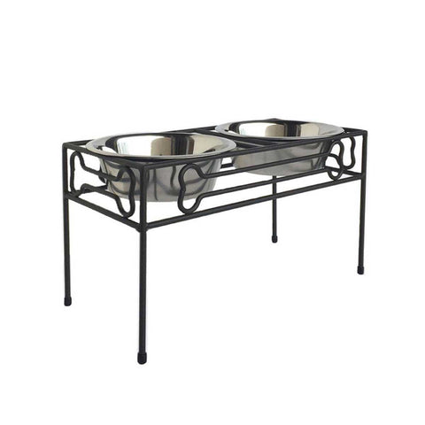 Pets Stop Slate Stainless Steel Double Bowl Diner Elevated Dog Feeder –  Fetch