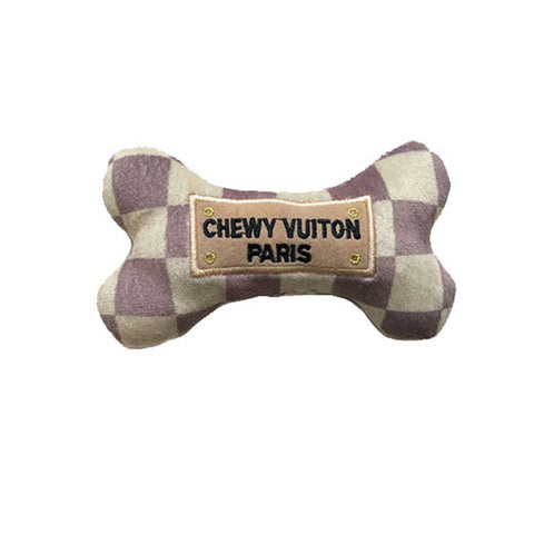 Chewy Vuiton Chic: Parody Designer Plush Dog Toys for Stylish Pups