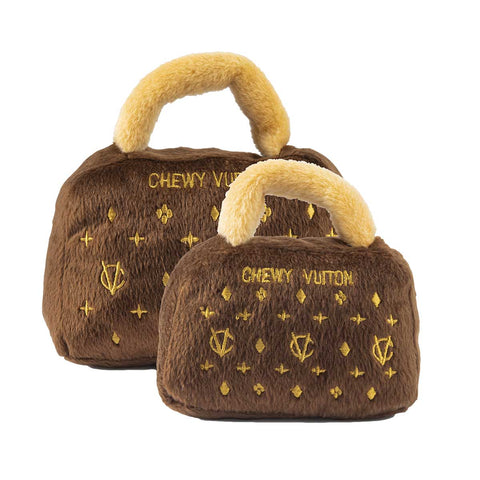 Chewy Vuiton Chic: Parody Designer Plush Dog Toys for Stylish Pups