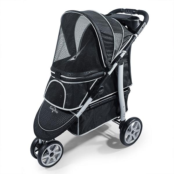 black dog stroller