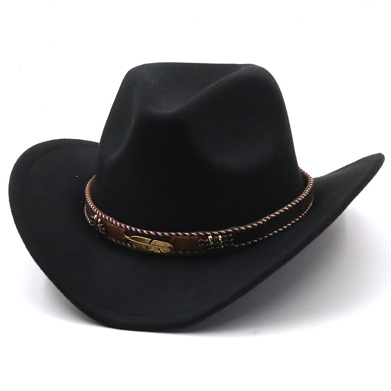 Wool Western Cowboy Hat With Leather Band