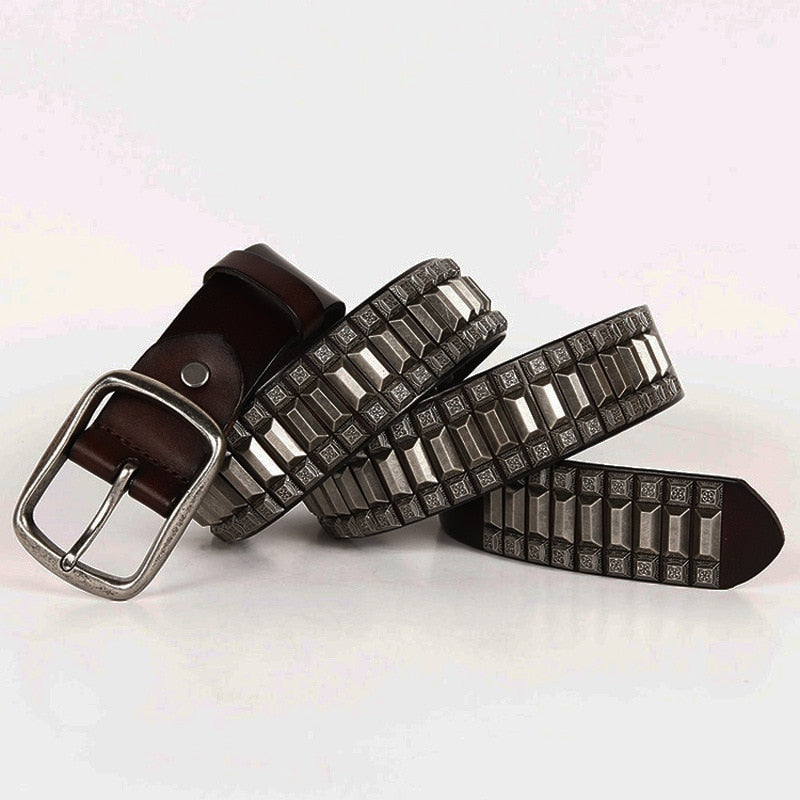 Heavy Metal Rivet Genuine Leather Belt