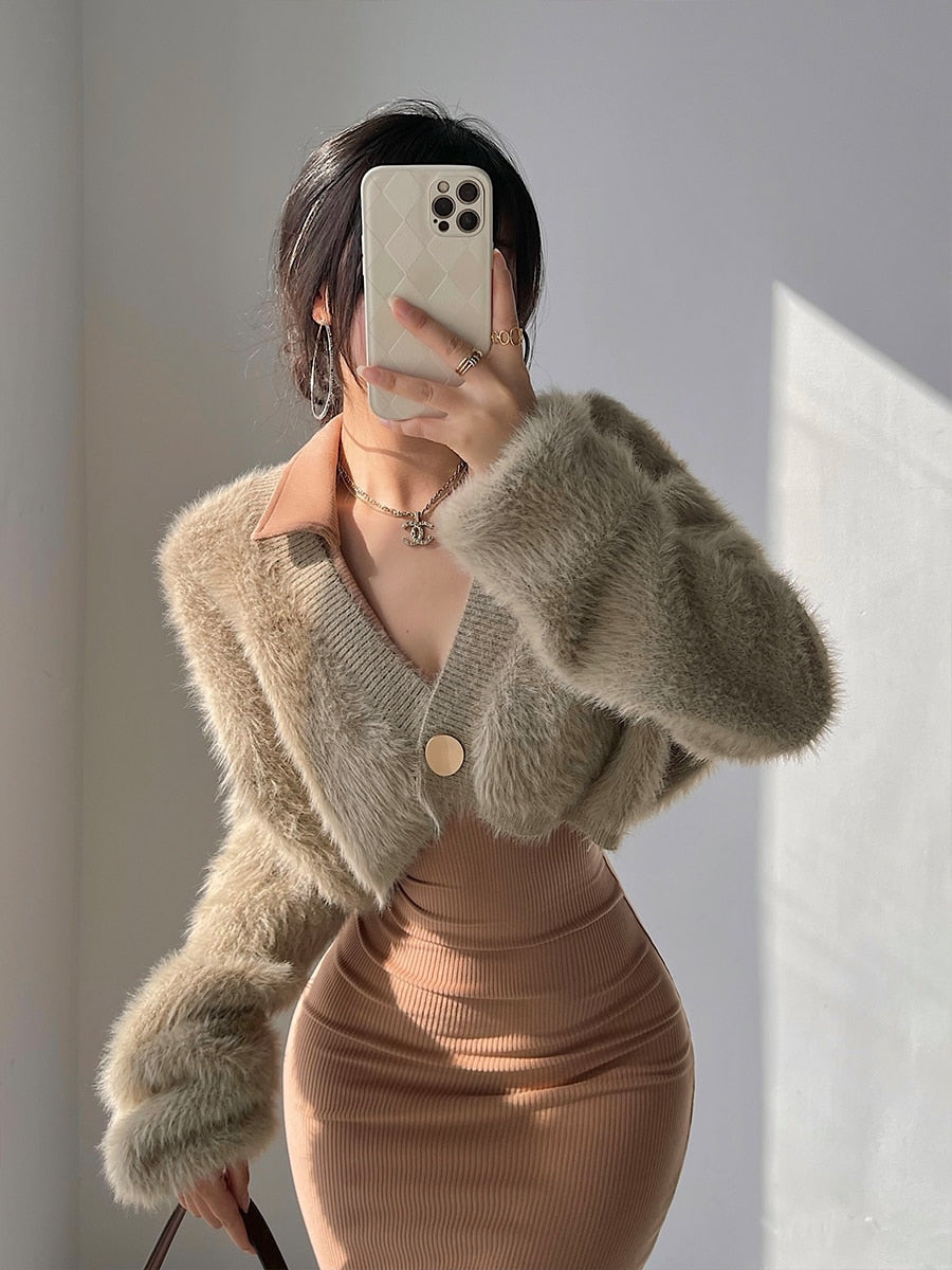 Plush Short Imitation Mink Hair Sweater