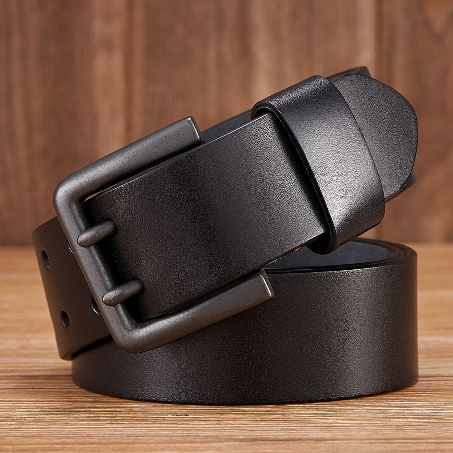 Thick Genuine Leather Double Pin Belt