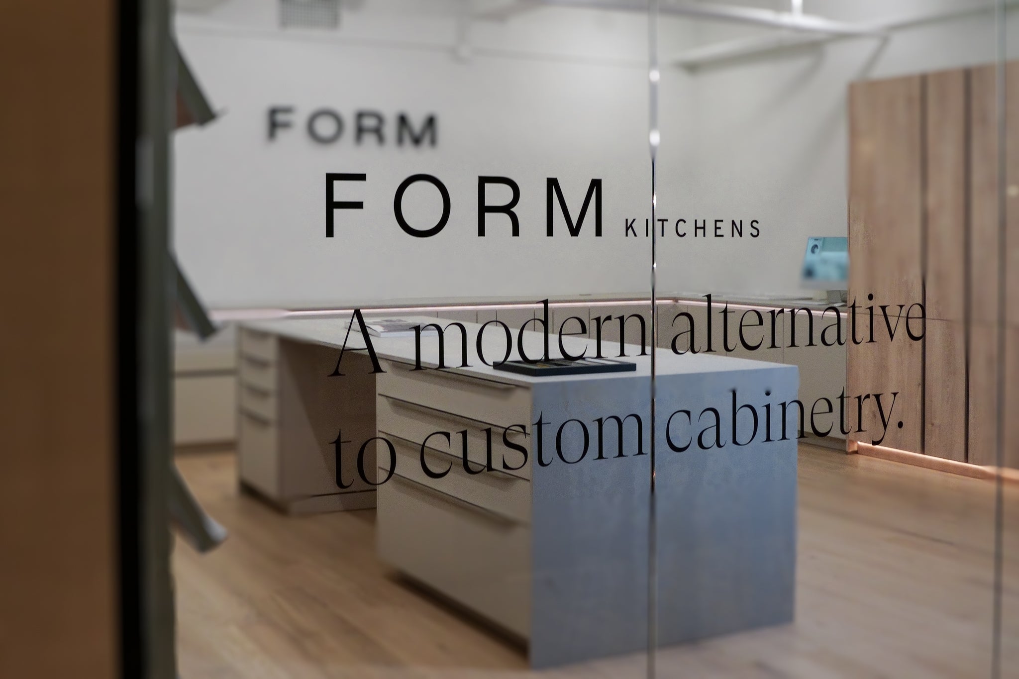 FORM kitchens New York showroom with Stuga Moonlight flooring