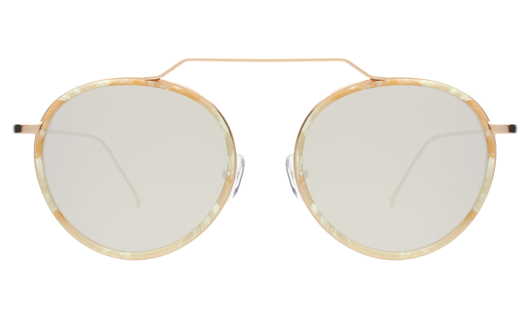 illesteva Wynwood Ace Sunglasses in Savannah Cream Marble/Gold/Silver Flat Mirror