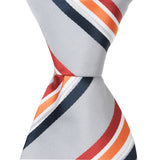 XS24 - Grey with Red, Orange, White,  Navy Stripes