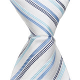 B8 - White Tie with Blue Stripes