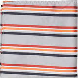 XS24 PS - Grey with red, orange, white, and navy stripes - Matching Pocket Square