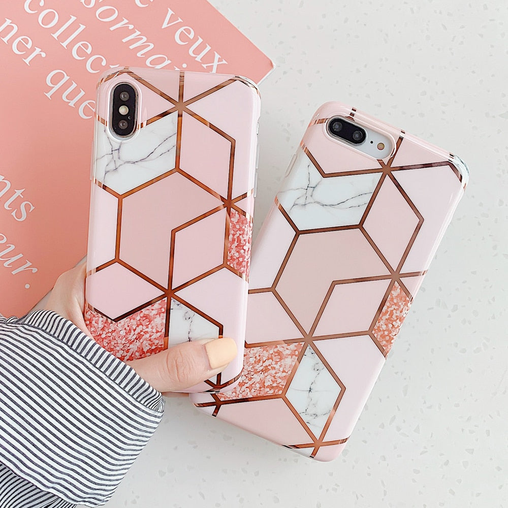 Electronics Cases Geometric Marble Iphone Case Cute Abstract Iphone 11 Case Gold Blue Aesthetic Phone Case Cute Abstract Iphone 12 Kawaii Phone Case Electronics Accessories