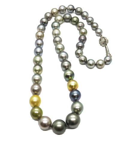 14KT WHITE GOLD MULTICOLOR SOUTH SEA PEARL 18" NECKLACE