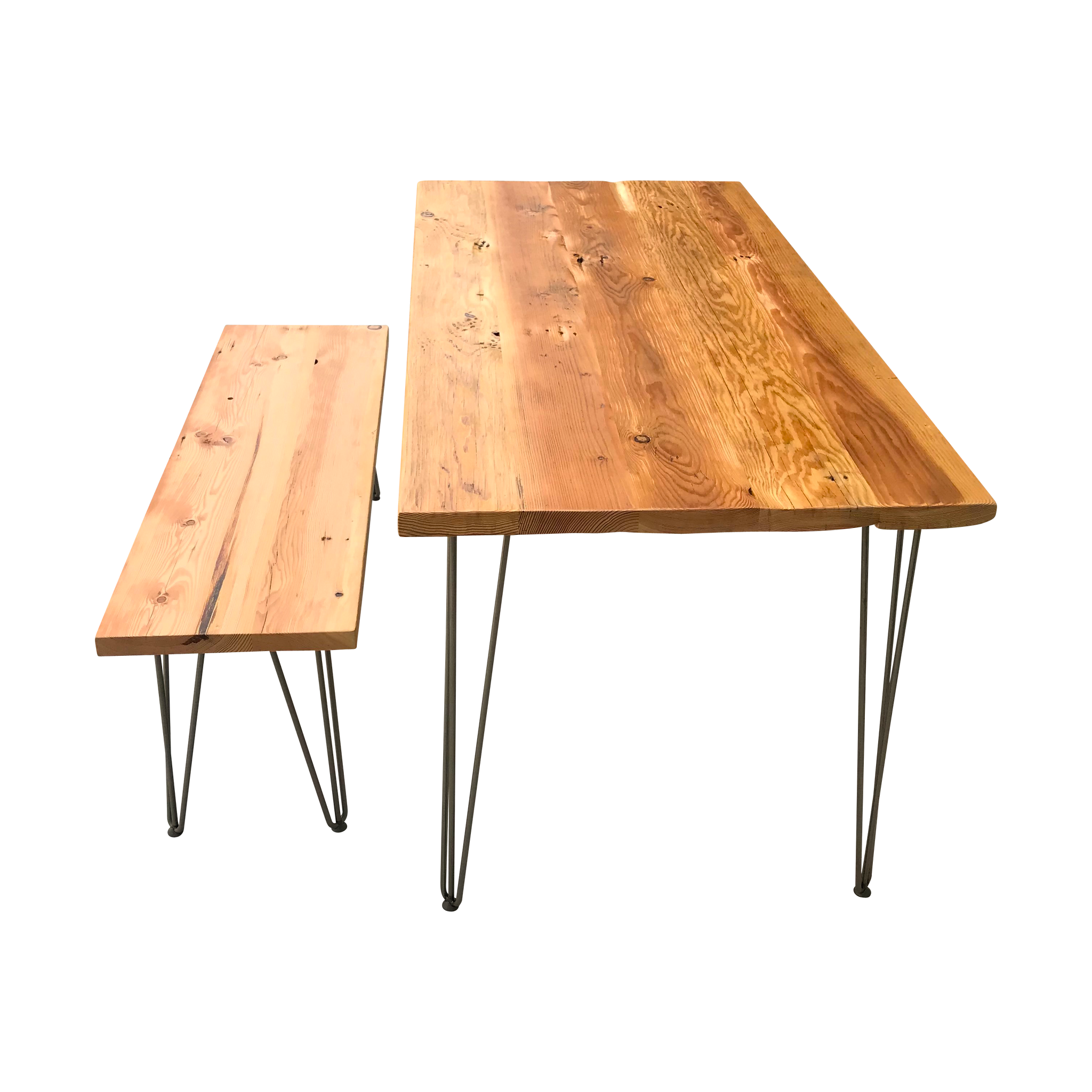 hairpin leg table and bench