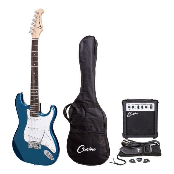 Casino ST-Style Electric Guitar and 10 Watt Amplifier Pack (Metallic Blue)