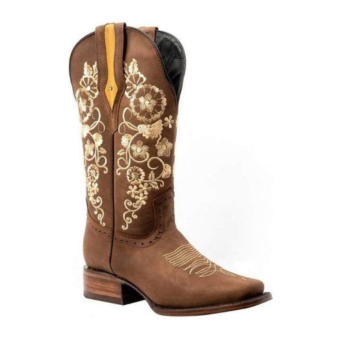 Womens Western Cowgirl Sunflower Square Toe Boot Bota Vaquera Dama Girasol  Rodeo