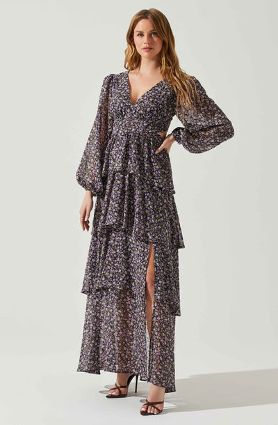 Ayana Floral Pleated Long Sleeve Maxi Dress – ASTR The Label
