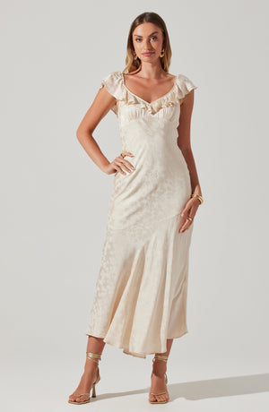 Shayda Lace Midi Dress - Bust Cup Lace Dress in White