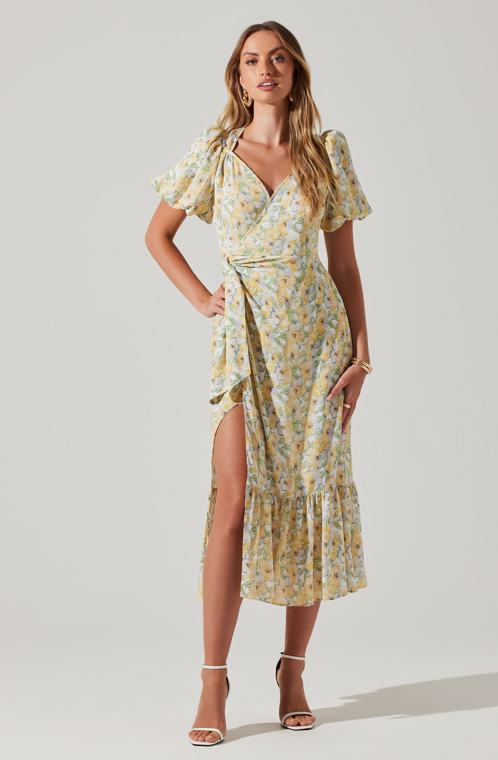 Talula Floral Side Cutout Puff Sleeve Mini Dress – ASTR The Label