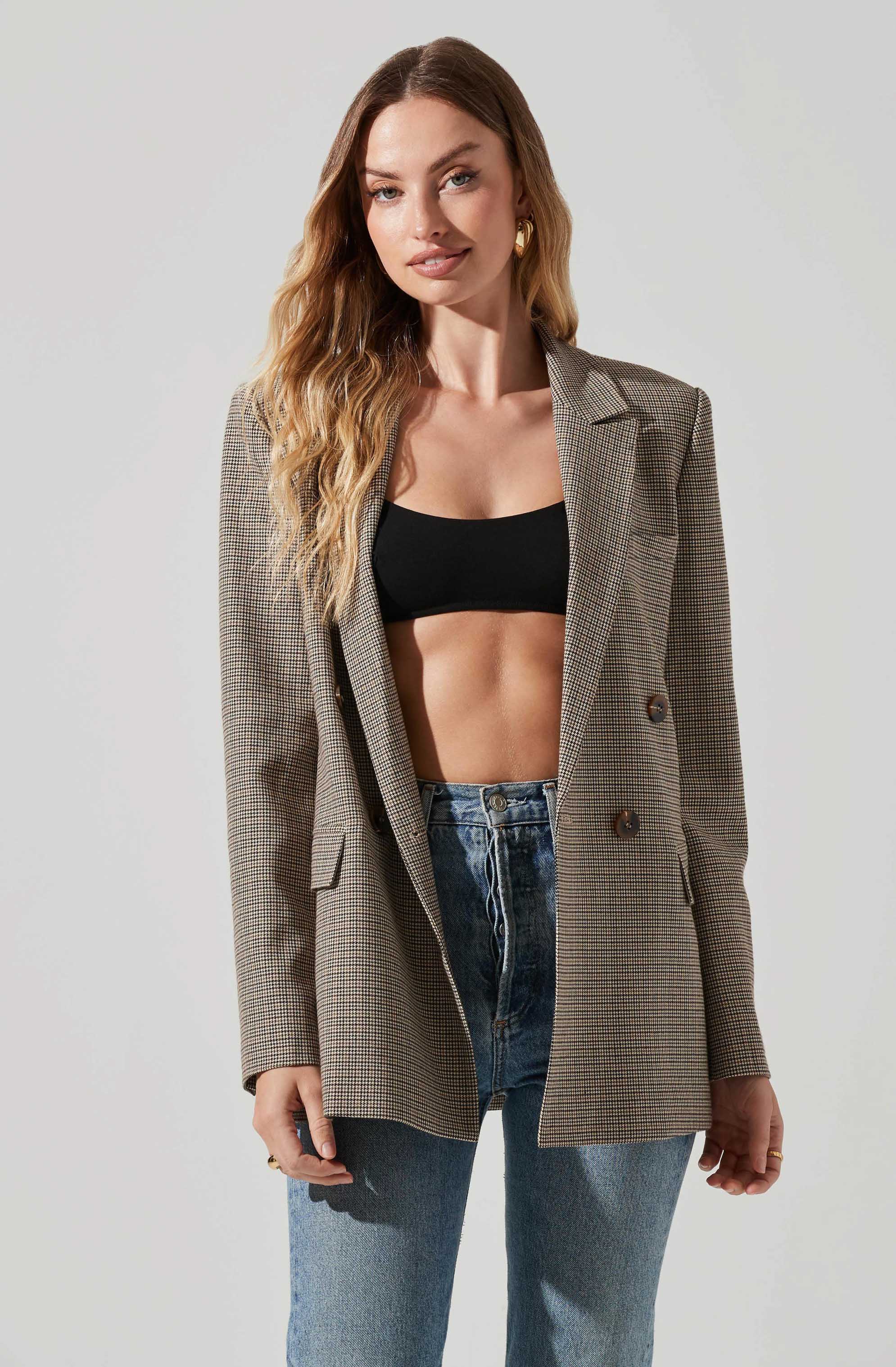 Brina Plaid Double Breasted Blazer – ASTR The Label