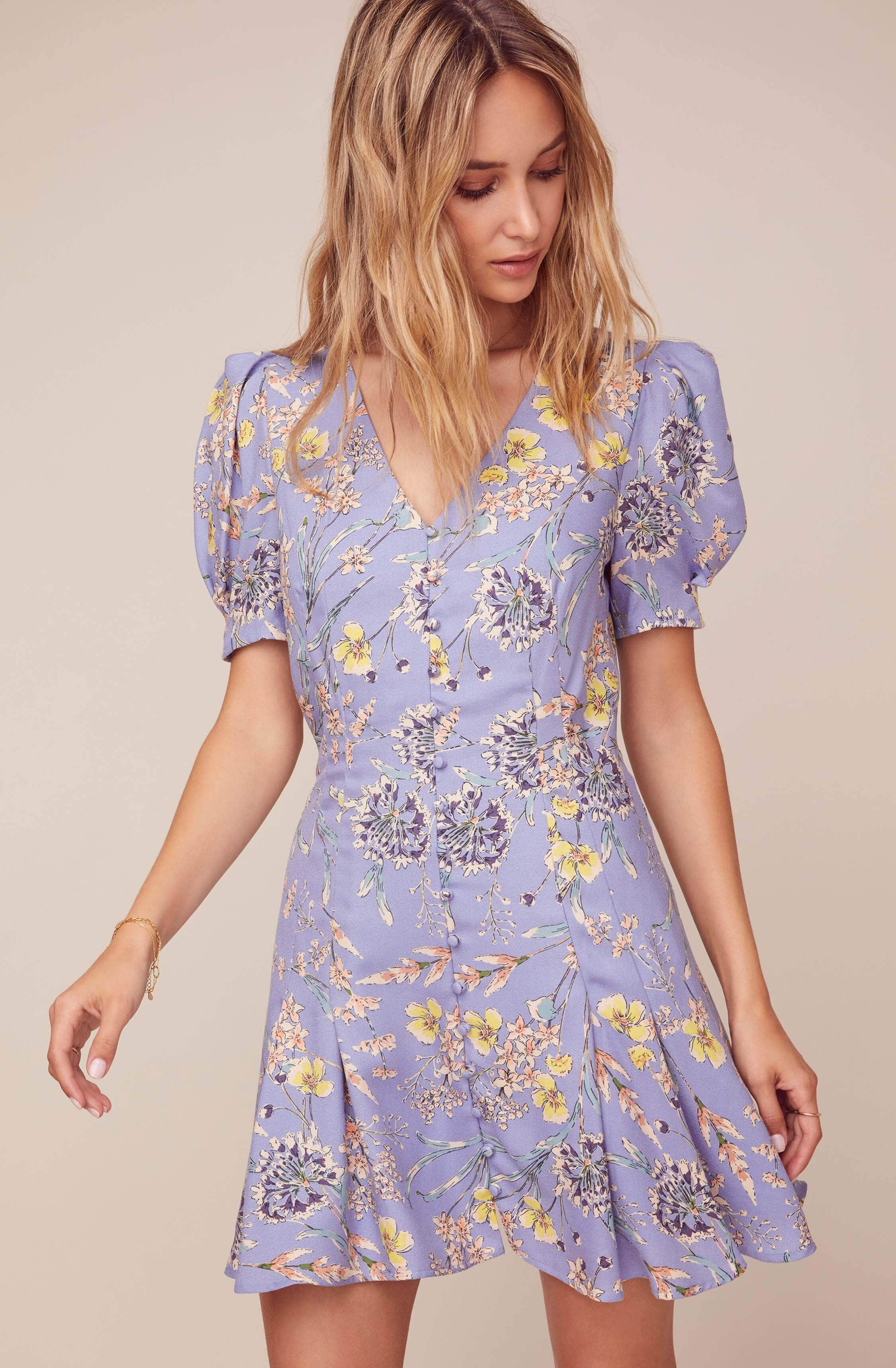 astr the label floral long sleeve midi dress