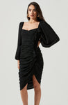 Sheer Ruched Asymmetric Smocked Sweetheart Dress by Astr The Label