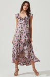 Open-Back Wrap Floral Print Sleeveless Dress by Astr The Label