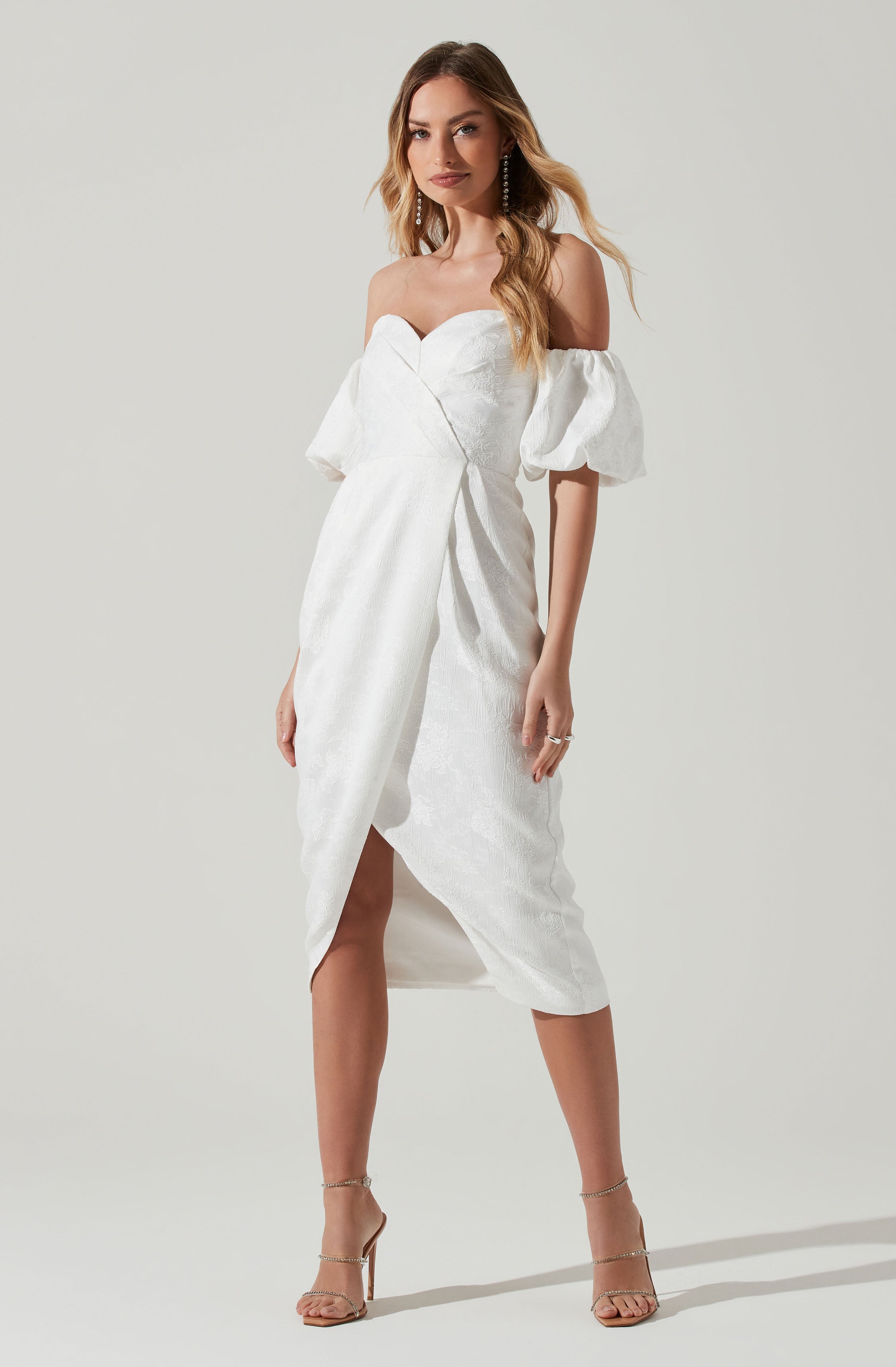 Zurina Off Shoulder Puff Sleeve Midi Dress – ASTR The Label