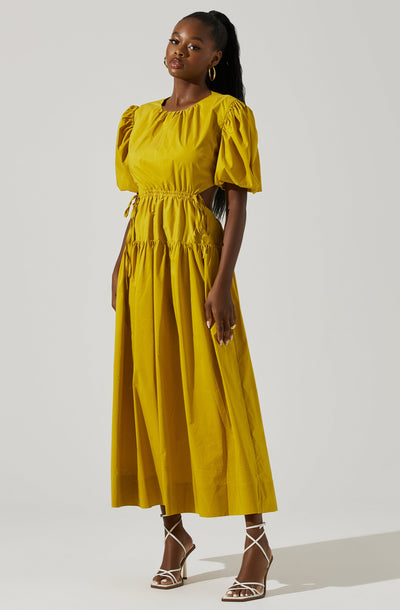 Carlin Off Shoulder Puff Sleeve Midi Dress – ASTR The Label