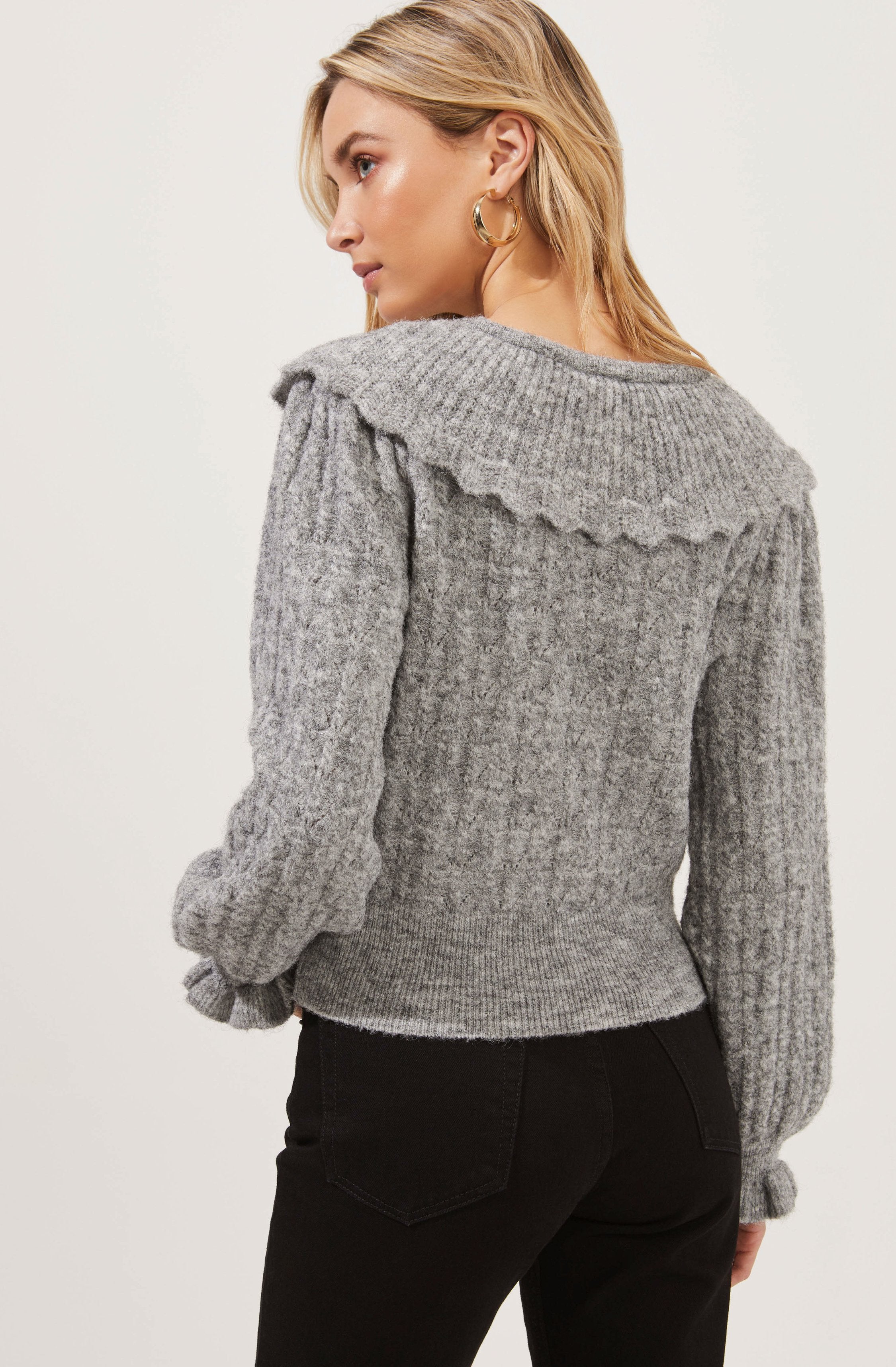 Safford Pointelle Oversized Collar Sweater