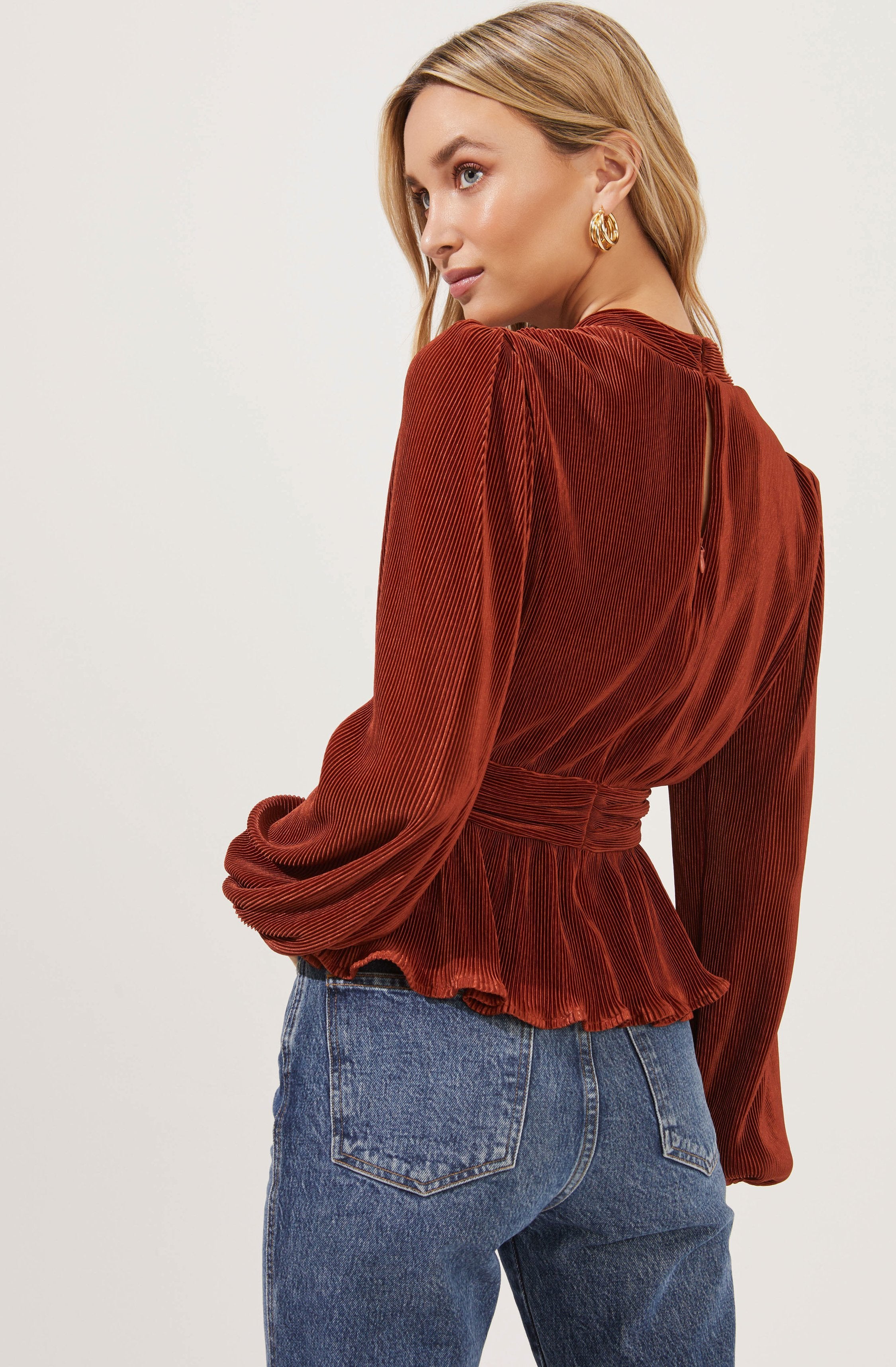 Sharon Pleated Peplum Top