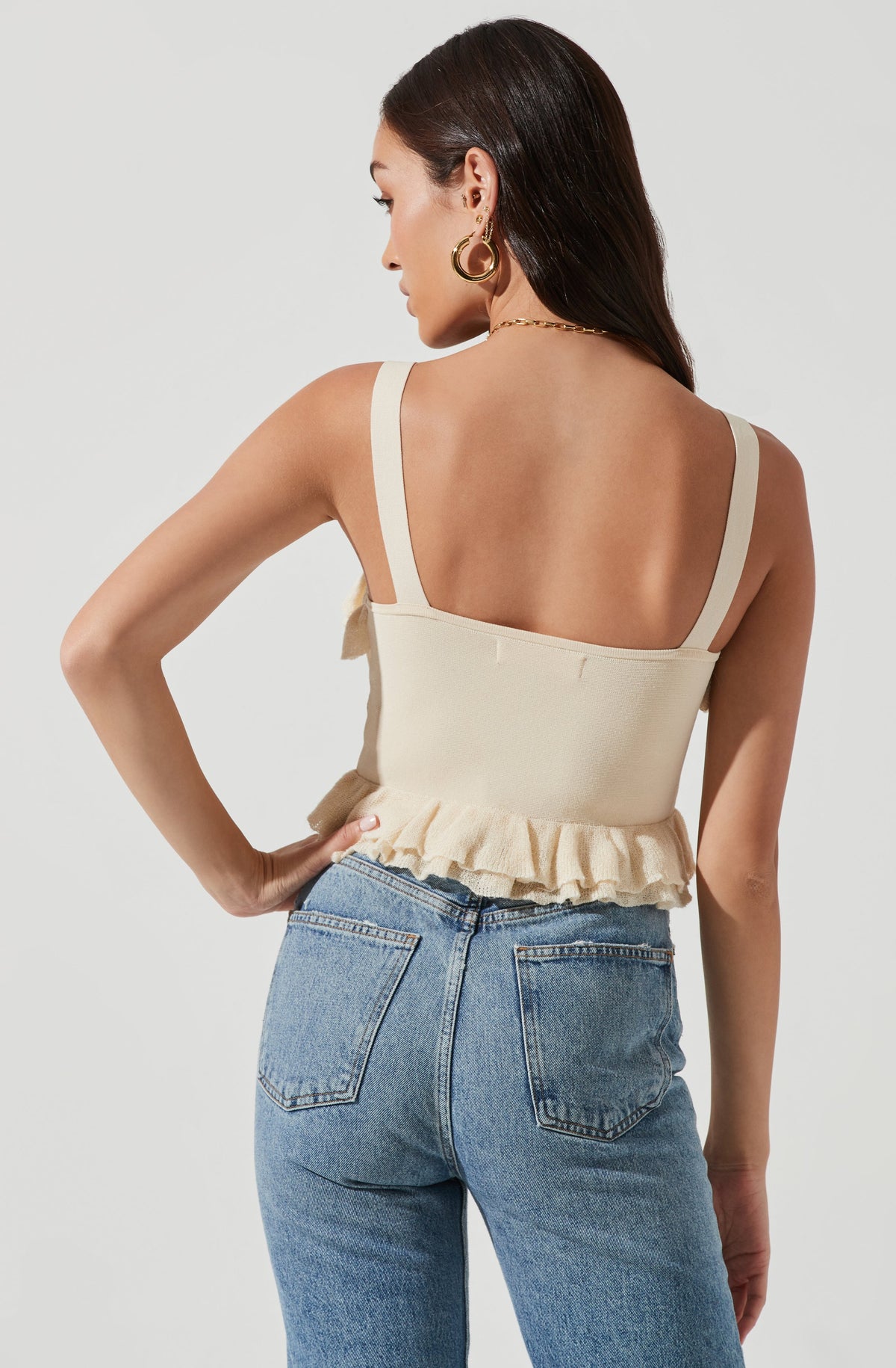 BACK FRILL KNIT TOPS