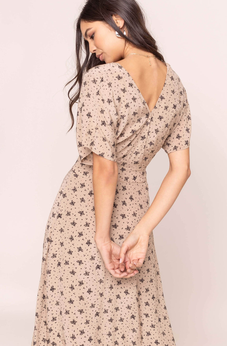 astr the label dolman sleeve button down midi dress