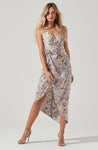 Floral Print Asymmetric Plunging Neck Sweetheart Dress by Astr The Label