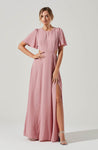 Flutter Sleeves Cutout Slit Round Neck Bridesmaid Dress by Astr The Label