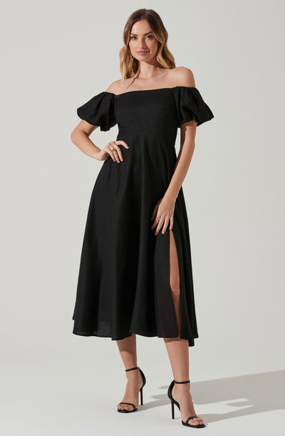 Winley Puff Sleeve Cutout Midi Dress – ASTR The Label