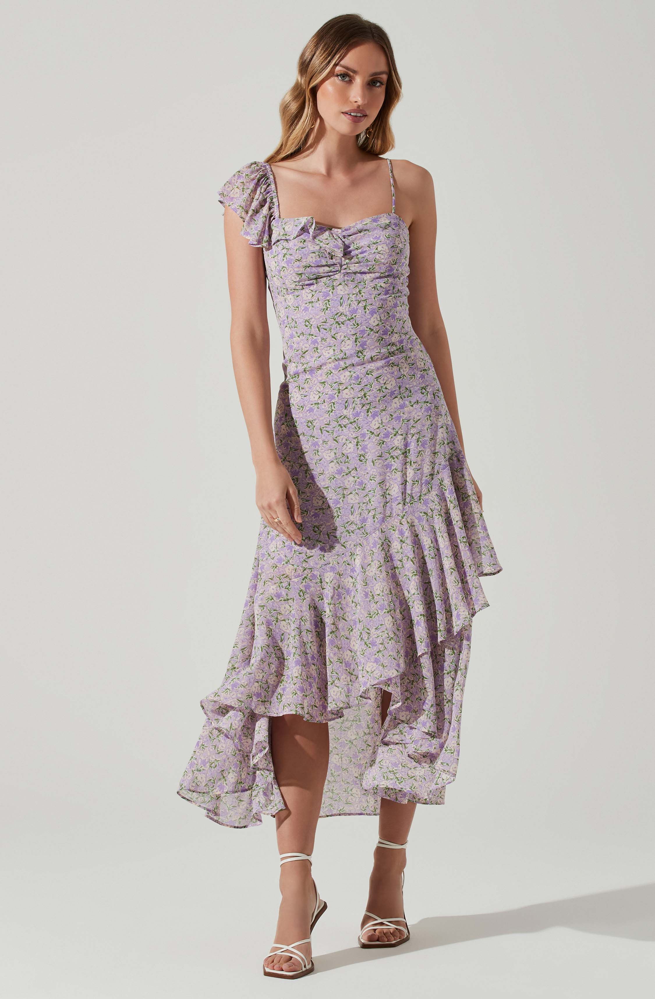Adella Floral Ruffle Midi Dress – ASTR The Label