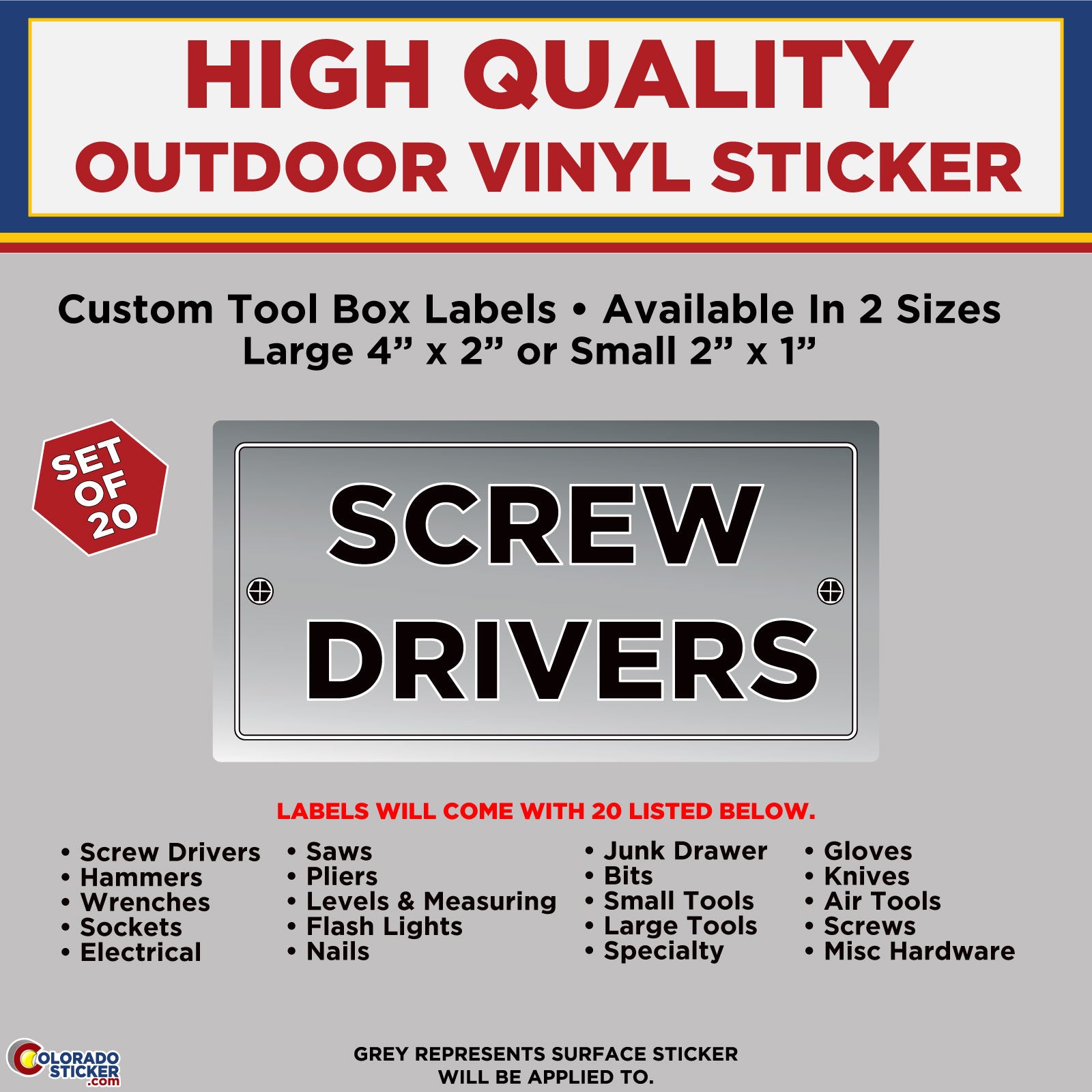 Tool box garage organization labels Set of 20 vinyl ...