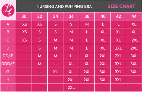 Sports Bra Size Chart.