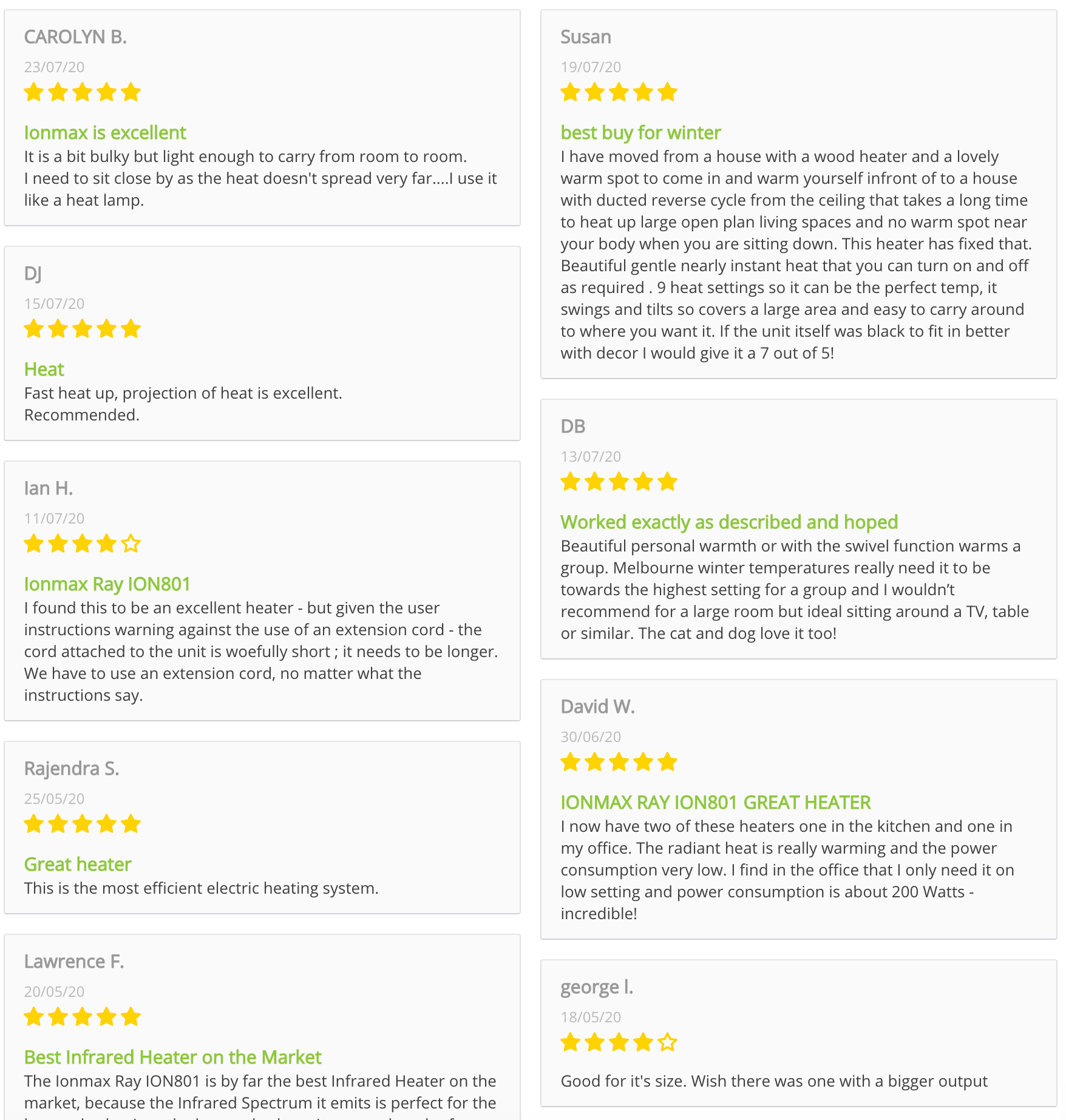 Reviews for the Ionmax ION801 Ray FIR Heater