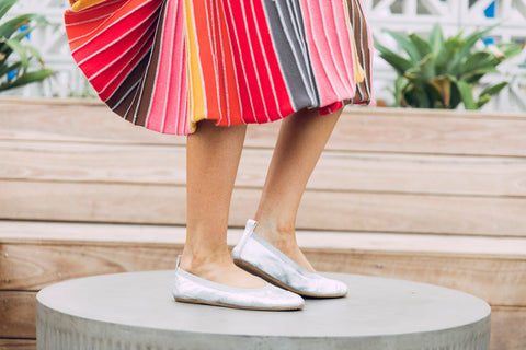 silver ballet flats