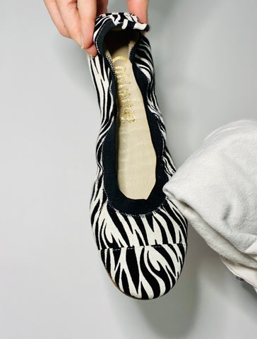 zebra print foldable ballet flats