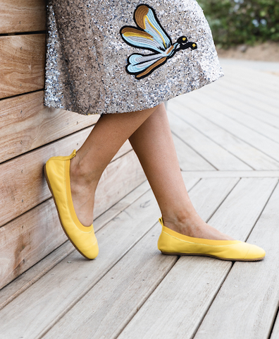 yellow foldable ballet flats