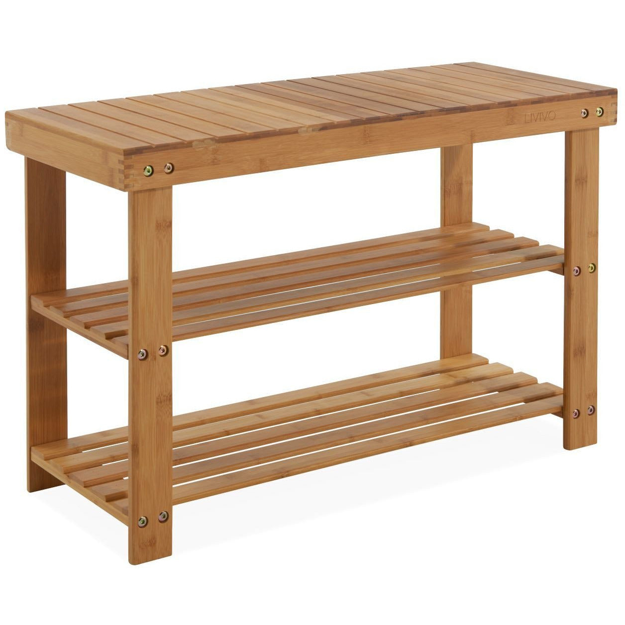 Livivo Living 2 Tier Bamboo Shoe Rack Bench