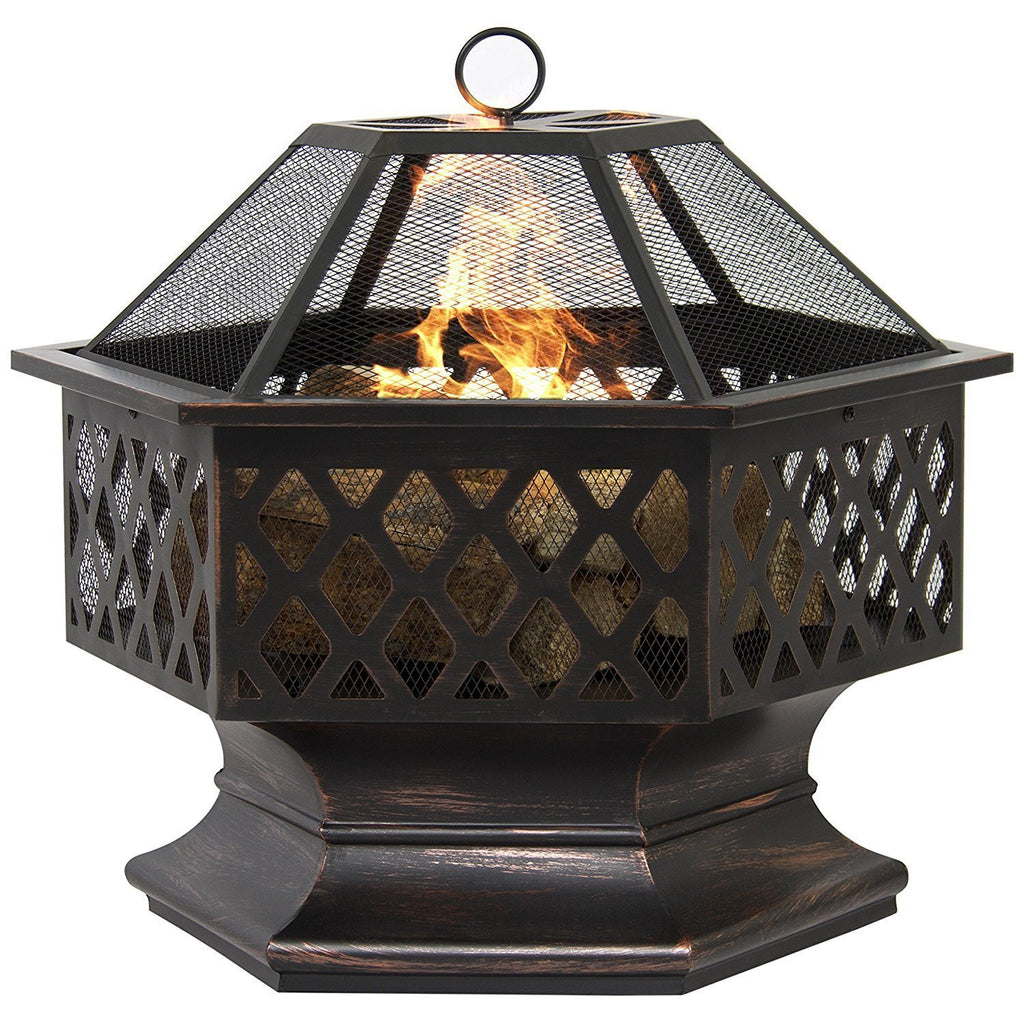 Livivo Outdoors Garden Hexagonal Fire Pit With Bbq Grill