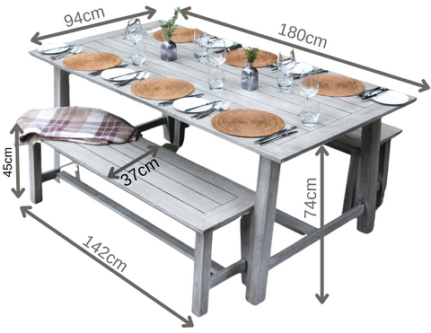 Repton Picnic Style Wooden Table and Benches Furniture Set at Gardenesque