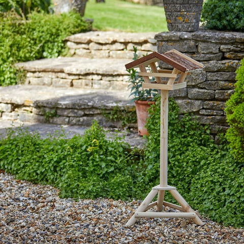 Natural Wooden Standing Bird Feeding Table
